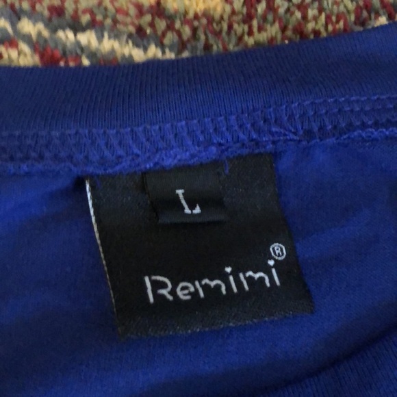 L blue tshirt dress with lace sleeves - Picture 4 of 5